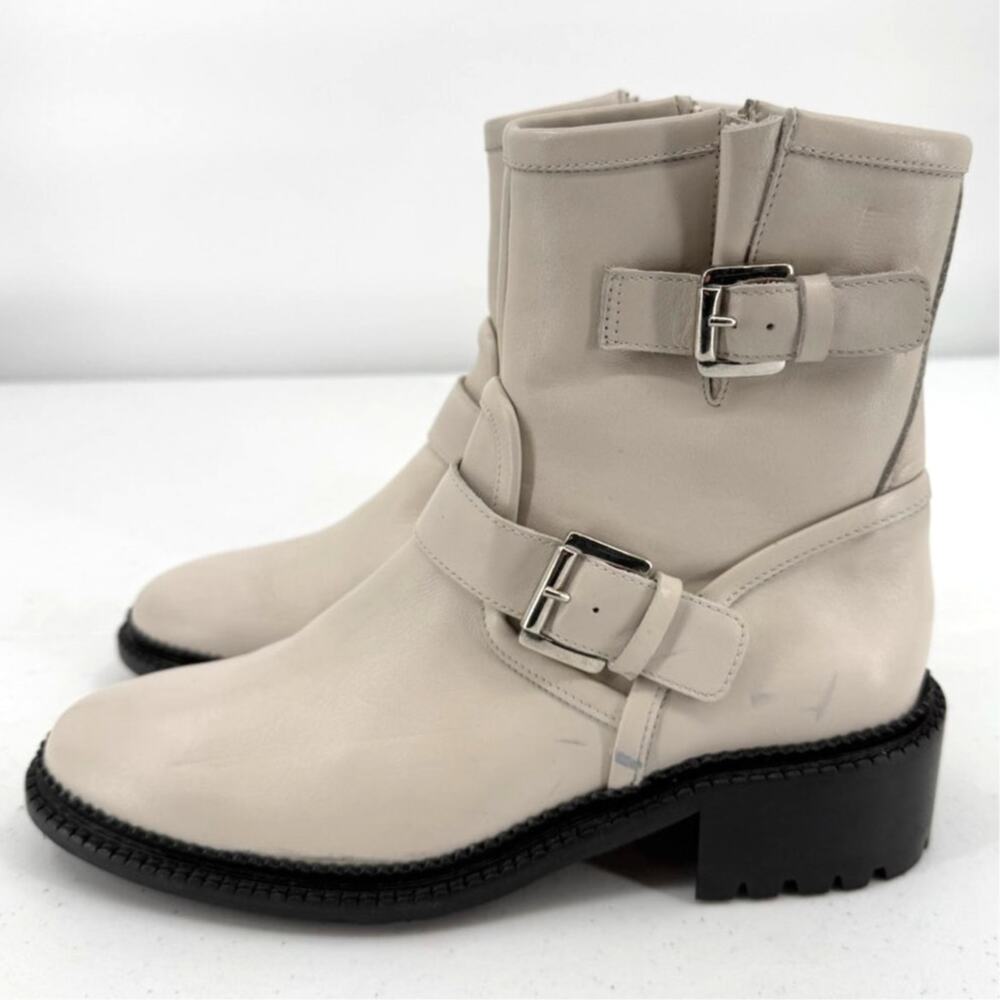NEW Aquatalia Women's Off-White Omayda Water Repellent Moto Boot Size 8